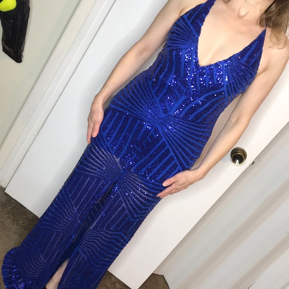 The blue dress